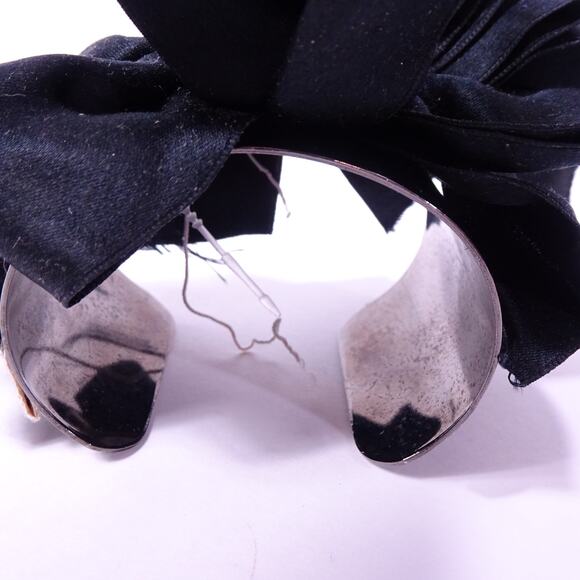 Vintage Neiman Marcus Silk Raw Edge Crystal Statement Wide Cuff Bracelet NWT 398 - Picture 9 of 10